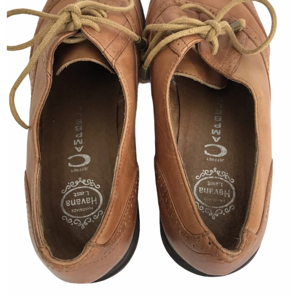 Jeffrey Campbell Havana Women Tan Wing-Tip Oxford Lace Shoes‎ Leather Flat 8.5 M
